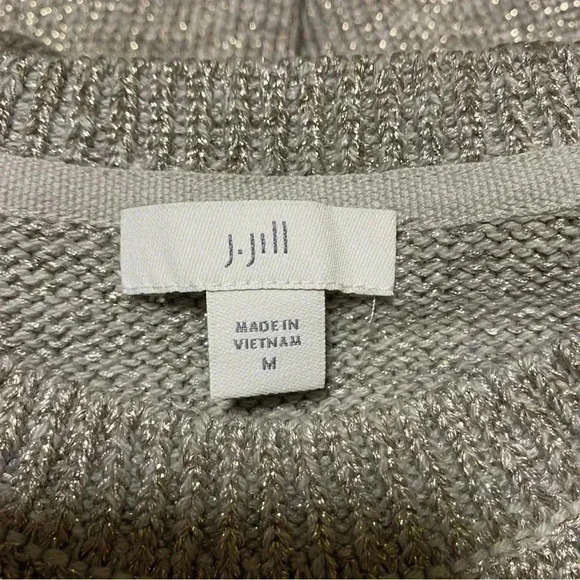 J. Jill Metallic Threads Crewneck Sweater Size Medium Long Sleeves Casual - Picture 9 of 9